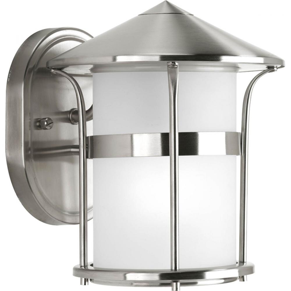 One Light Opal Etched Glass Stainless Steel Wall Lantern