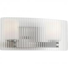 Progress P2030-09WB - Two Light Brushed Nickel Clear Ribbed Glass Vanity