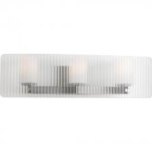 Progress P2031-09WB - Three Light Brushed Nickel Clear Ribbed Glass Vanity