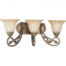 Progress P2968-91C - Three Light Biscay Crackle Weathered Sandstone Glass Vanity
