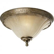 Progress P3598-91C - Two Light Biscay Crackle Weathered Sandstone Glass Bowl Flush Mount