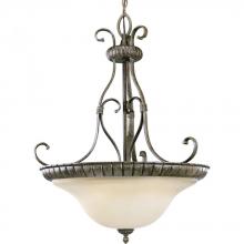 Progress P3622-87 - Three Light Fieldstone Jasmine Mist Glass Up Pendant