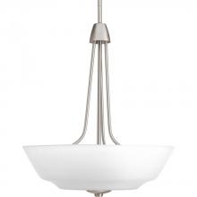 Progress P3949-09 - Three Light Brushed Nickel Etched Glass Foyer Hall Pendant