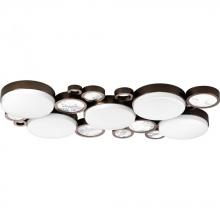 Progress P3957-74 - Five Light Venetian Bronze White Acrylic Diffuser Glass Drum Shade Flush Mount