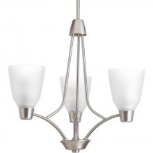 Progress P4171-09 - Three Light Brushed Nickel Etched Glass Up Chandelier