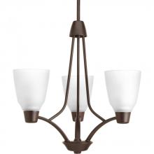 Progress P4171-20 - Three Light Antique Bronze Etched Glass Up Chandelier