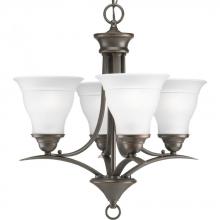 Progress P4326-20EBWB - Four Light Antique Bronze Etched Glass Up Chandelier
