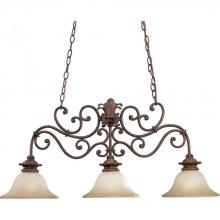 Progress P4533-75 - Three Light Aged Mahogany Sepia Haze Glass Down Chandelier