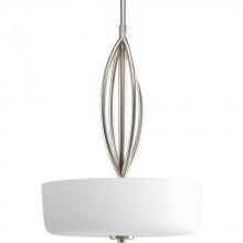 Progress P5004-09 - Three Light Brushed Nickel Opal Etched Glass Drum Shade Pendant