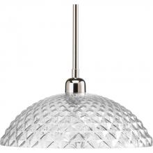 Progress P5115-104 - One Light Polished Nickel Clear Diamond Patterned Glass Down Pendant