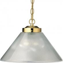 Progress P5127-10 - One Light Polished Brass Prismatic Acrylic Glass Down Pendant