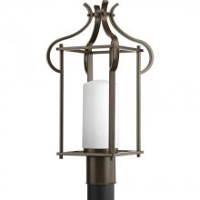 Progress P6407-20 - One Light Antique Bronze Etched Glass Post Light
