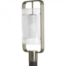 Progress P6415-09EE - One Light Brushed Nickel Clear Ribbed Glass Post Light