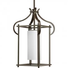Progress P6507-20 - One Light Antique Bronze Etched Glass Hanging Lantern