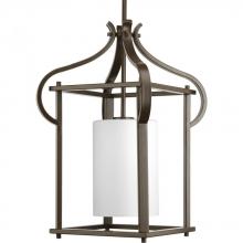 Progress P6508-20 - One Light Antique Bronze Etched Glass Hanging Lantern