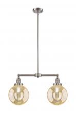 Innovations Lighting 209-SN-G208-8 - Beacon - 2 Light - 25 inch - Brushed Satin Nickel - Stem Hung - Adjustable Island Light