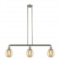 Innovations Lighting 213-SN-G208-6 - Beacon - 3 Light - 39 inch - Brushed Satin Nickel - Stem Hung - Adjustable Island Light