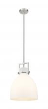 Innovations Lighting 411-1SM-SN-G412-12WH - Newton Bell - 1 Light - 12 inch - Satin Nickel - Mini Pendant