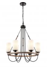 Innovations Lighting 442-6CR-BK-W-LED - Paladin - 6 Light - 25 inch - Matte Black - Chain Hung - Chandelier