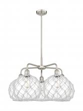 Innovations Lighting 516-5CR-SN-G122-10RW - Farmhouse Rope - 5 Light - 29 inch - Satin Nickel - Stem hung - Chandelier