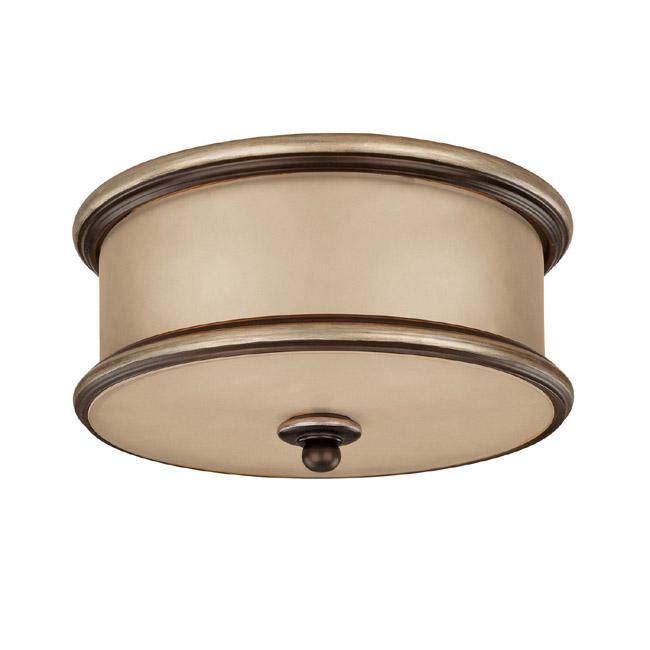 Three Light Champagne Bronze Drum Shade Flush Mount